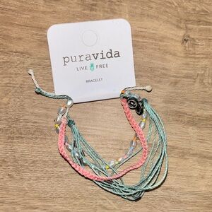 Pura Vida Pastel Pink and Teal Bracelet pack with white beaded bracelet NWT